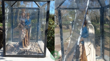 Vandalizan imagen de la Virgen de la plaza 22 de enero