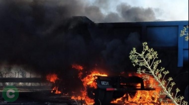 Choque e incendio en la Ruta 6