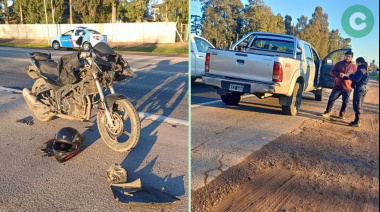 MOTOCICLISTA HERIDO TRAS CHOCAR CONTRA UNA CAMIONETA EN RUTA 205
