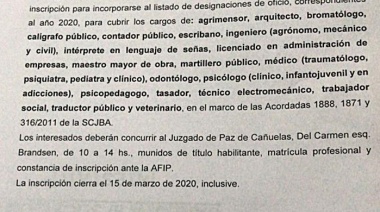 Convocatoria para el listado oficial de Peritos
