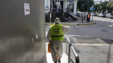 Operativo de desinfección durante la tarde