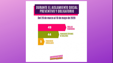 Se registraron 49 femicidios en el país desde el inicio de la cuarentena