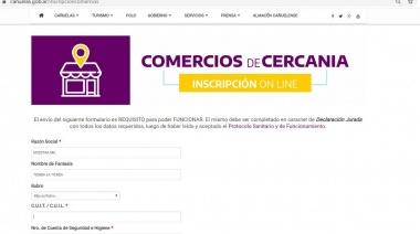 Inscripción para funcionamiento de comercios de cercanía