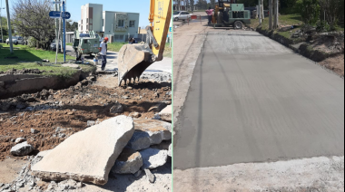 Reparación de la calzada en Rawson y 25 de Mayo