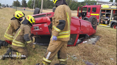 Accidente y vuelco en la Ruta 205 