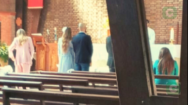 Abel Pintos y Mora Calabrese se casaron en la Iglesia de Cañuelas 