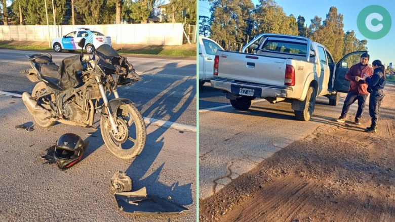 MOTOCICLISTA HERIDO TRAS CHOCAR CONTRA UNA CAMIONETA EN RUTA 205