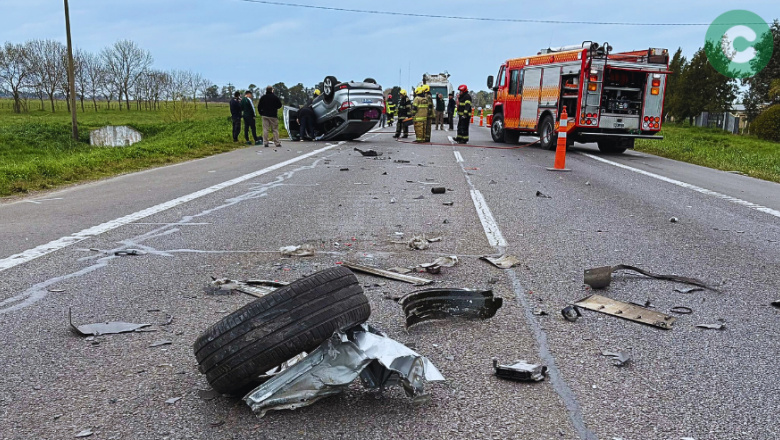 Choque y vuelco en la Ruta 205
