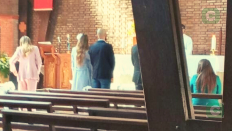 Abel Pintos y Mora Calabrese se casaron en la Iglesia de Cañuelas 