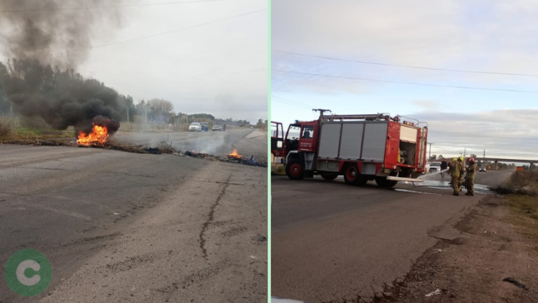 Reclamo y corte de ruta en Los Nogales